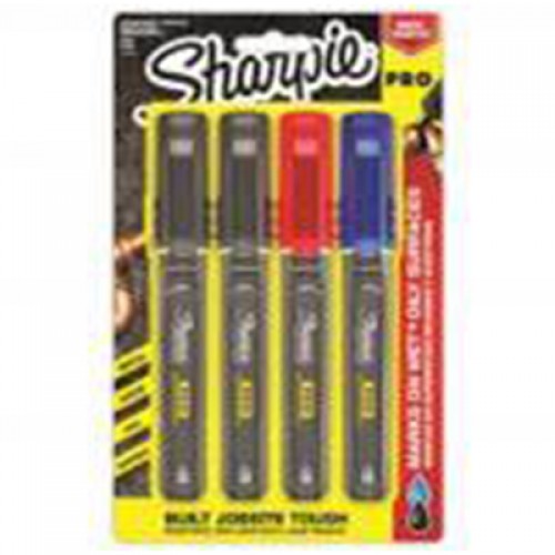 Sharpie Pro Fine Permanent Markers - Assorted / Pack of 4 (Surface: Metal/Wood/PVC/Concrete) Sharpie Pro Fine Permanent Markers - Assorted / Pack of 4 (Surface: Metal/Wood/PVC/Concrete)
